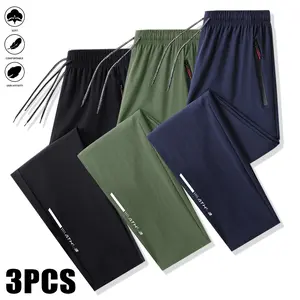 3-piece men's large-sized casual pants - new style training and fitness sports casual pants - extra large size extra large size simple pants,summervibes Black Gray Blue