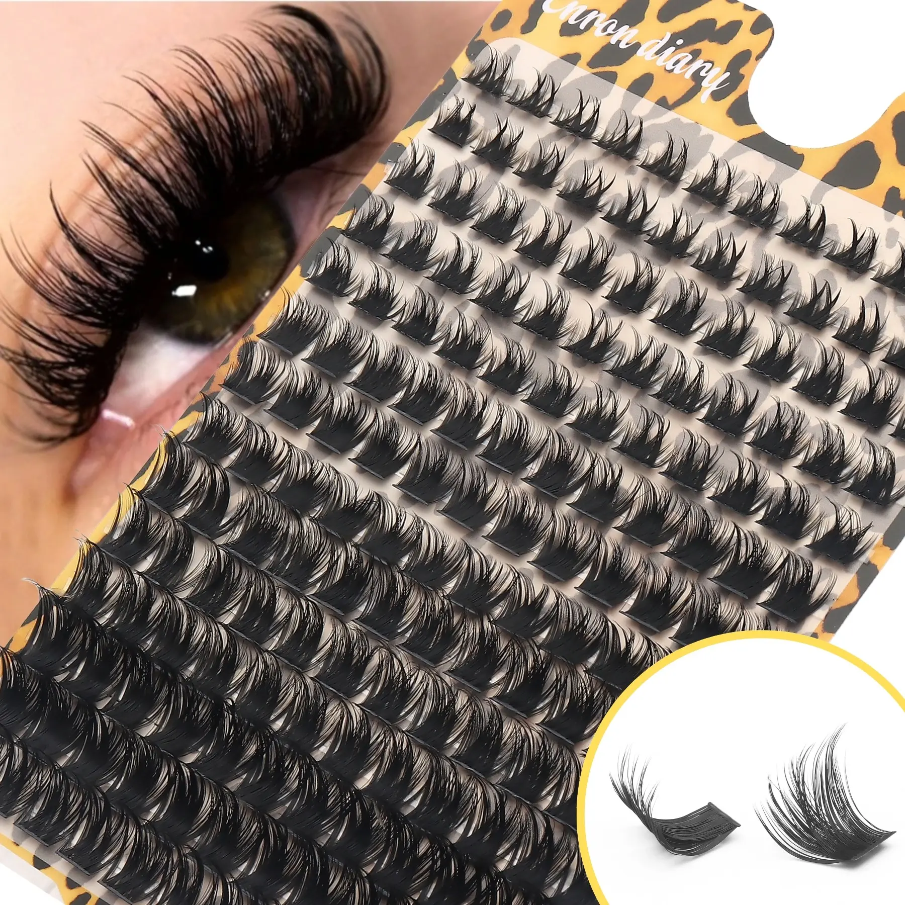 168 lusters Of D Volume Fluffy DIY False Eyelashes 8-16mm Mixed Length, Curly Lashes, Full & Fluffy, Ultra Dense, Realistic, Natural Curling & Lengthening, Fluffy Individual Eyelash Clusters Suitable For Makeup