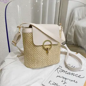 2026 New Summer Straw Crossbody Bag for Women, Hollow Woven Handbag, Vacation Style Shoulder Bucket Bag, Lightweight Breathable Bohemian Design Perfect for Beach, Travel, Holiday, Daily Outings and Summer Casual Wear
