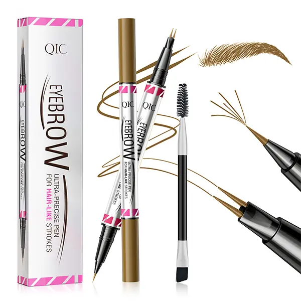 Women's 2-in-1 Dual-Tip Microblading Eyebrow Pencil - 2-Claw Ultra-Fine Tip with Brush, Waterproof Long-Lasting Brow Styling Makeup for Thin Eyebrows, Precisely Sculpted Natural Look Fuller Brows, Light Brown, Precisely Sculpted Brows