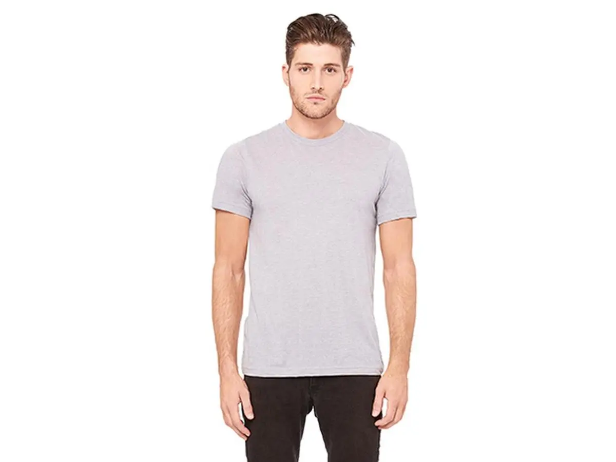 Bella 3413 Unisex Triblend Short Sleeve Tee - Athletic Grey Triblend, Small, Fabric, Shortsleeve, Plain, Cotton, Soft, Casual, Tops, Crew Neck, Side Seams, Tshirt, Modern Cut, Rayon, Side-Seam, Retail Fit, All Seasons, Menswear, T-Shirt