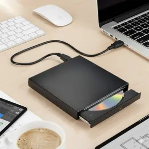 External DVD CD Drive USB 3.0 for Laptop & Desktop, Portable Burner Writer Reader with 2 Cables, Compatible with Windows Mac for Backup, Movies, Music, Software Installation and Data Storage.