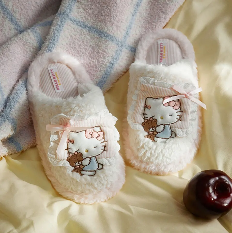 Sanrio Autumn/Winter New Product Cartoon Cute Soft Cute Girl's Indoor Plush Home Cotton Slippers for Women