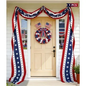 25 Feet Long July 4th Patriotic Door Decor, American Flag Triangle Banner, Perfect for Celebrating Independence 250 Years