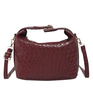 Burgundy Quilted Crossbody Bag for Women Small Square Handbag with Adjustable Strap, Perfect for Daily Use or Work