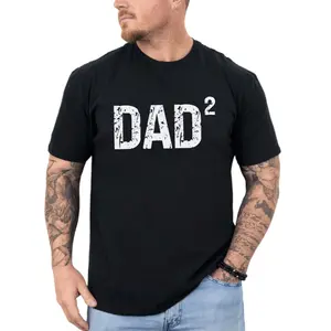Dad Of 2 Shirt, Dad Squared Shirt, Father Of 2 Kids T Shirt, Dad Of Two, funny Father's Day birthday Gift, humorous Father Gift From Son Daughter, Regular Fit Short Sleeve Tee, Classic Streetwear