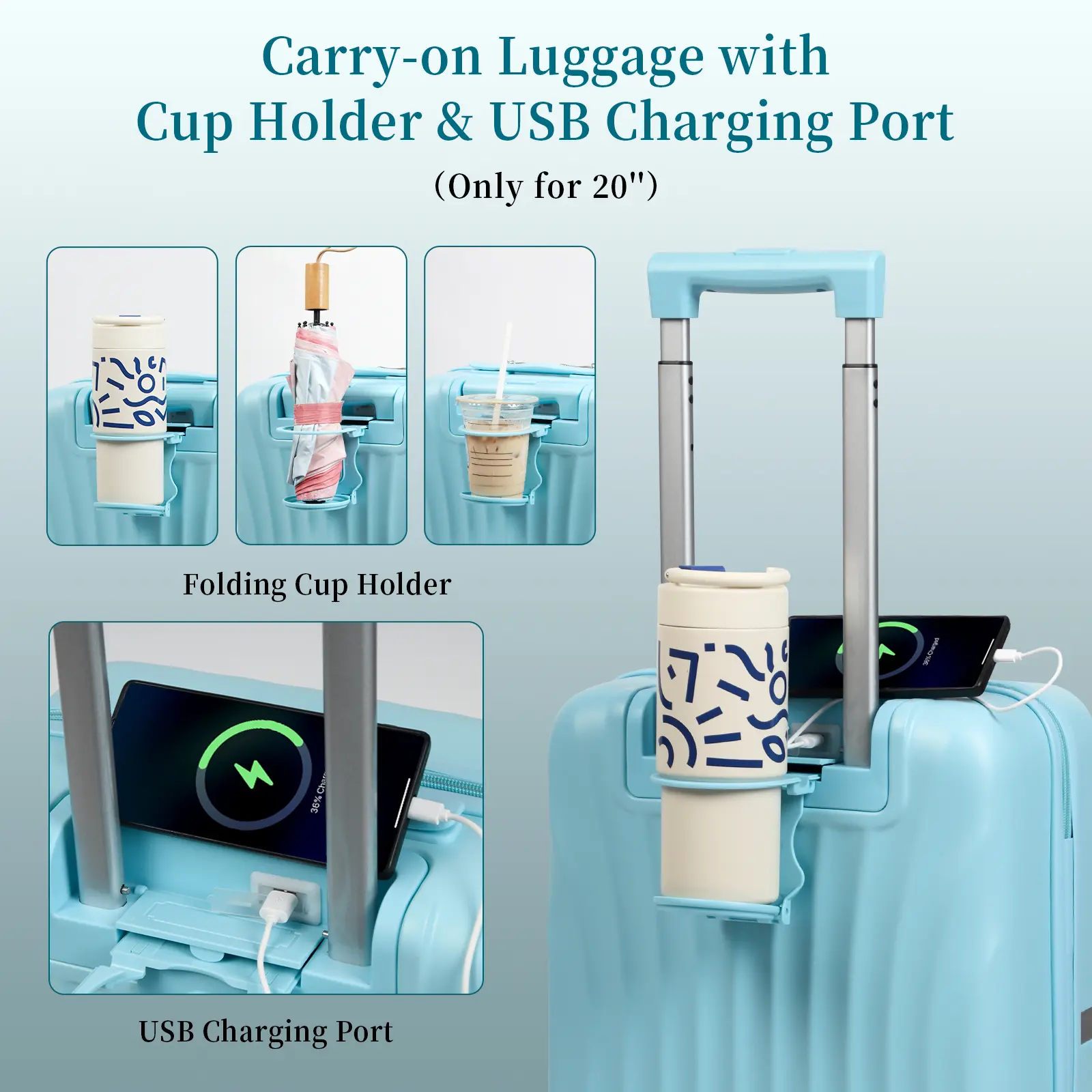 AAIVV 4 Piece Luggage Set, Expandable ABS Suitcase with TSA Lock