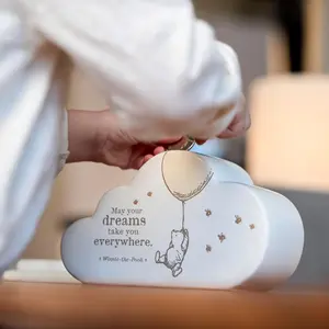 Pooh Classic Yellow Bear, 6.5 x 4 Inch, Classic White and Brown, Ceramic Stoneware, Savings Bank, Dreams Take You Everywhere Decor Piggy