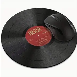 Vintage Vinyl Record Design Mouse Pad, Round Mouse Pad with Non-slip Rubber Base, Decorative Mouse Mat for Gaming & Office, Gaming Mousepad