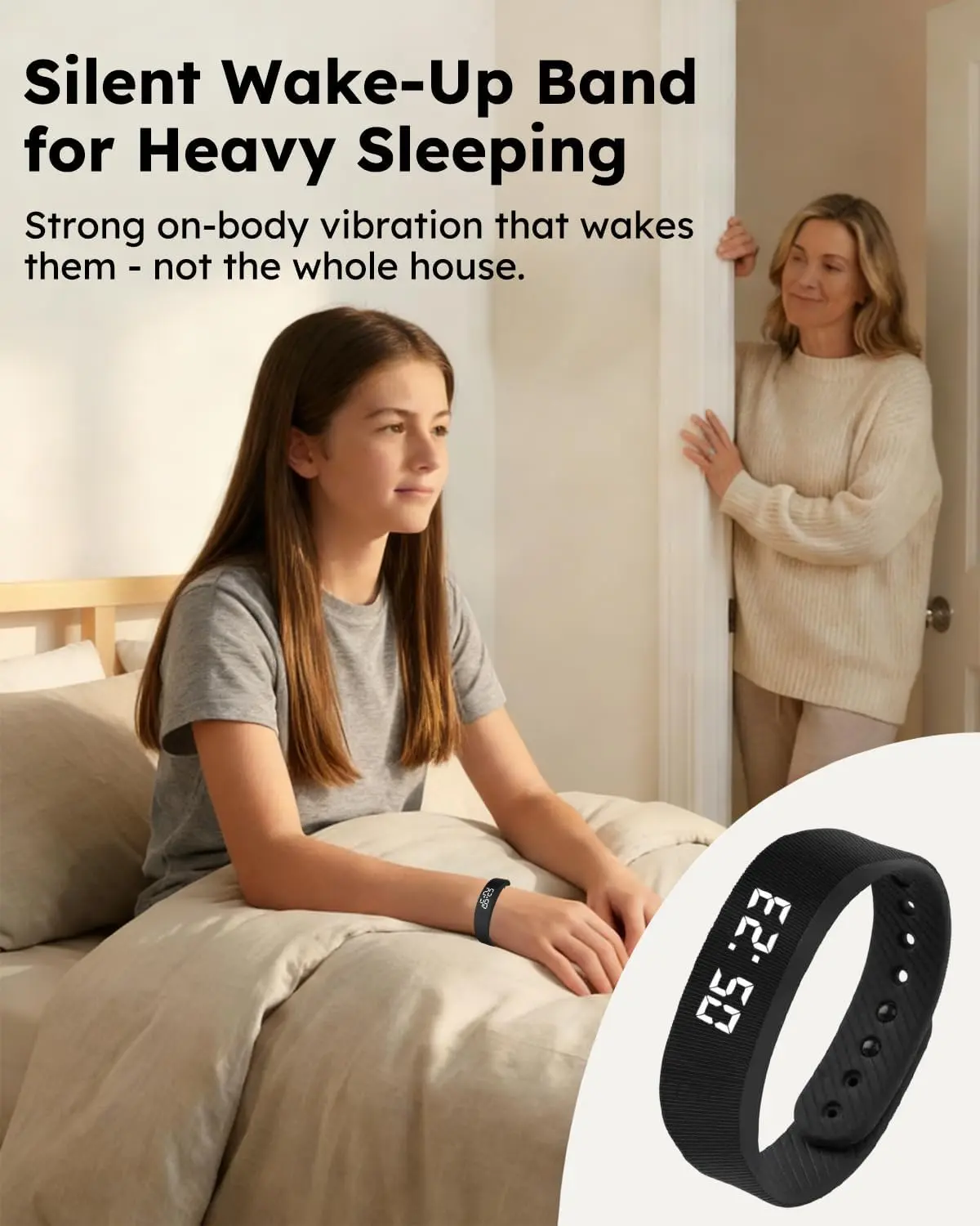 Vibrating Alarm Clock Watch for Heavy Sleepers, Silent Wake Up Bracelet & Smart Wristband, Wearable Vibration Wrist Alarm, Non-dible Sleep Wristband for Men & Women - TikTok Shop Vibrating Alarm Clock Watch for Heavy Sleepers, Silent Wake Up Bracelet & Smart Wristband, Wearable Vibration Wrist Alarm, Non-dible Sleep Wristband for Men & Women - TikTok Shop