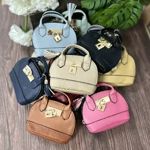 Mini Tote Bag Keychain Coin Purse - Stylish PU Leather Key Pouch for Women - Compact Wallet for Coins, Cards, Keys, and Lipstick makeupbag essentials