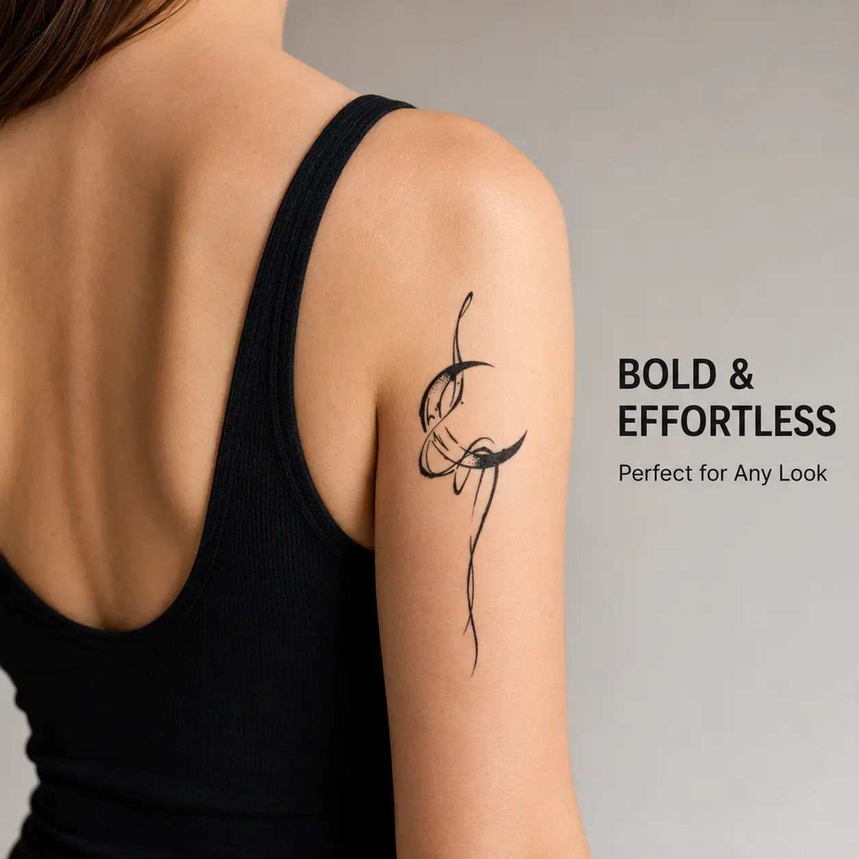 4 Count Abstract Butterfly Temporary Tattoos, Black Fine Line Butterfly Body Art Stickers for Arm, Shoulder, Back and Leg