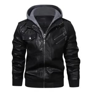 Premium Mens Hooded Leather Jacket - Fashionable Biker Style with Chic Multi Pockets, Durable Soft-shell for Casual Comfortwomen's sportwear