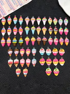 1pack Resin Heart Ice Cream Charm Pendant, Cute Lollipop Keychain, Kawaii Style DIY Jewelry Accessories for Bracelets Necklaces Earrings