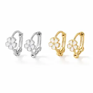 Exquisite Small Daisy Flower Hoop Earrings for Women  Daisy Flower Hoop Earrings for Women, Small Huggie Earrings, White Enamel, Gold Tone, Cute Jewelry Gift for Women & Girls