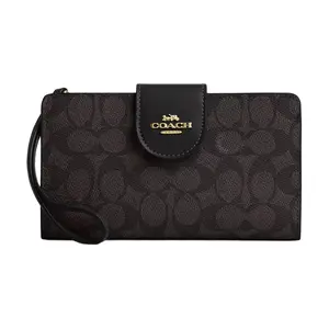 Coach Canvas 18 Logo-Print Coated Canvas Wallet for Women, Classic Style in Black