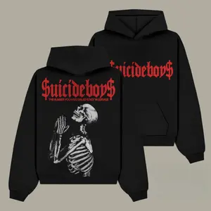 The skeleton of the suicide boy g59 praying Double-sided graphic streetwear Menswear life hoodies,Fashion Pullover Soft Hooded Sweatshirt,It is suitable for spring, winter and fall outfits,Suitable for all occupations Baseball Cargo