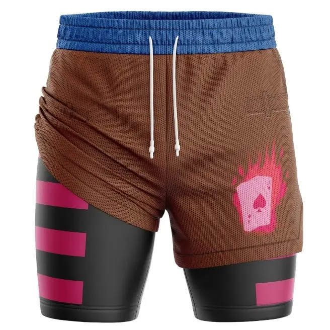 Anime Men's 2-in-1 Compression & Active Shorts Waist - Double Layer High-Elasticity Suitable for Training, Gym, Beach Pants, Slim-Fit Short Performance Shorts for Outdoor Sports, Machine Washable Compression Wear