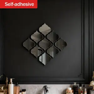 Moroccan Lantern Self-Adhesive Mirror Decal, Luxury Wall Decor for Living Room & Bedroom, Geometric Mosaic Art, Creative Gift