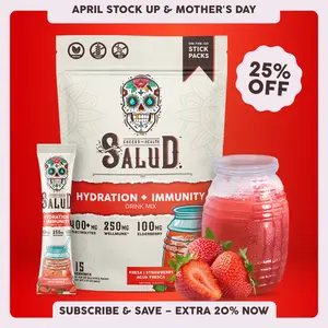 Salud 2-in-1 [Hydration + Immunity - Fresa | Strawberry ] Electrolytes Powder, Agua Fresca Drink Mix, Elderberry, Dairy & Soy Free, Non-GMO, Gluten Free, Vegan, Low Calorie, 1g Sugar (15 Servings)