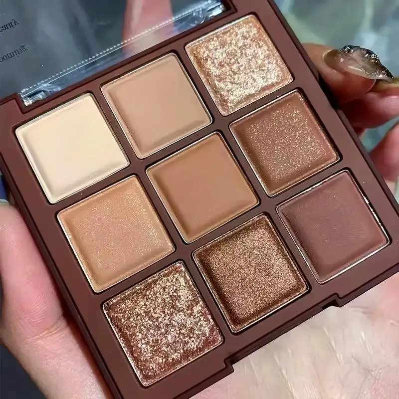 9 Color Chocolate Shimmering Cosmetic Eyeshadow Palette, Eye Makeup Products, Matte Pearl Glitter Shimmer, Highly Pigmented Palette, Perfect Makeup for All Skin Types, Ideal Gift for Women