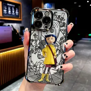 Cute Girl Horror Line Phone Case for iPhone 16 15 14 13 12 11 Pro Max X XR Xsmax 8 7 Plus, Anti-Drop Protective Transparent Soft Back Cover