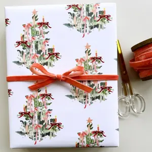 Wrapping Paper: Pink Vintage Bow Trees {Gift Wrap, Birthday, Holiday, Christmas} _ Wrapping Papers for Birthdays, Christmas, Holidays, Gift for Fans, Gift for Girl, Birthday Gift