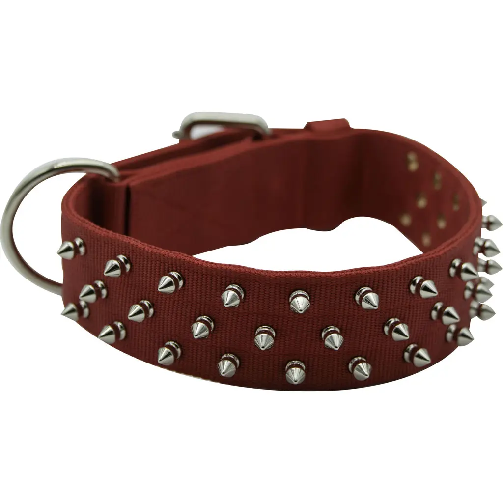 Omni Pet 205NFK-RD25 25 in. Bravo Nylon Spiked Dog Collar - Red