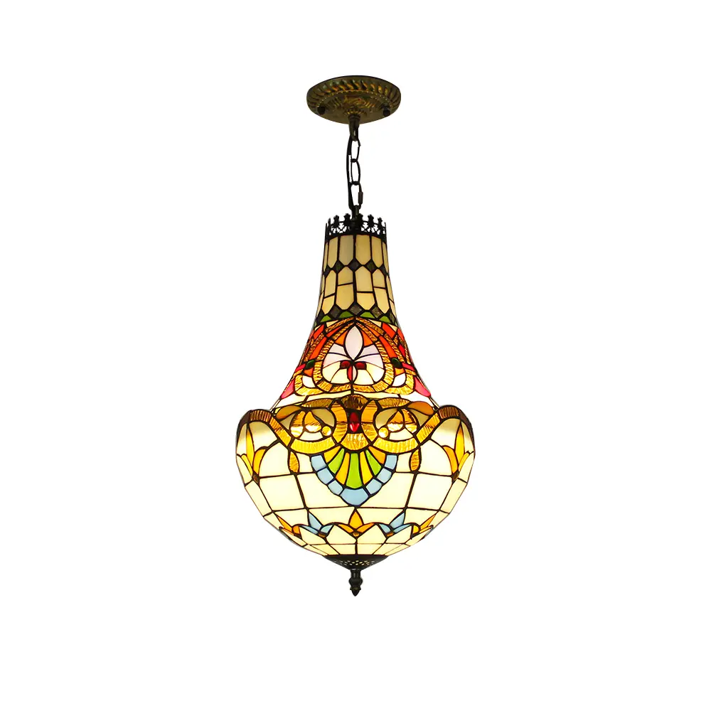 Aeyee Tiffany Style Pendant Light Fixture, Stained Glass Hanging Light, Victorian Style Chandeliers