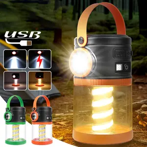 Rechargeable Solar LED Camping Light, USB Rechargeable Portable Flashlight with 6 Light Modes, Solar Tent Light for Hiking, Traveling, Camping Emergency Situations, Rechargeable Flashlights
