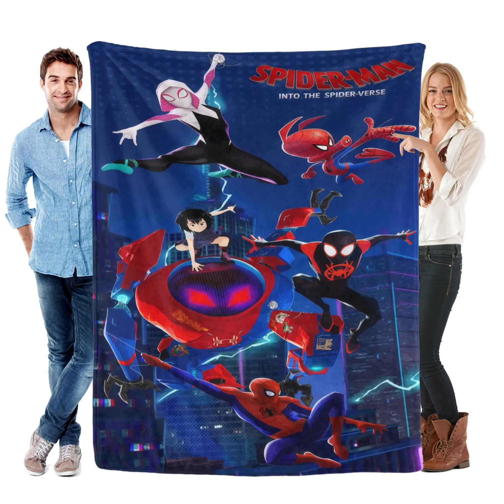 Disney Classic [2026 New] Spider-Man Into the Spider-Verse Throw Blanket Action Graphic Fleece Soft Blanket for Bed Couch Office Camping Holiday Gift