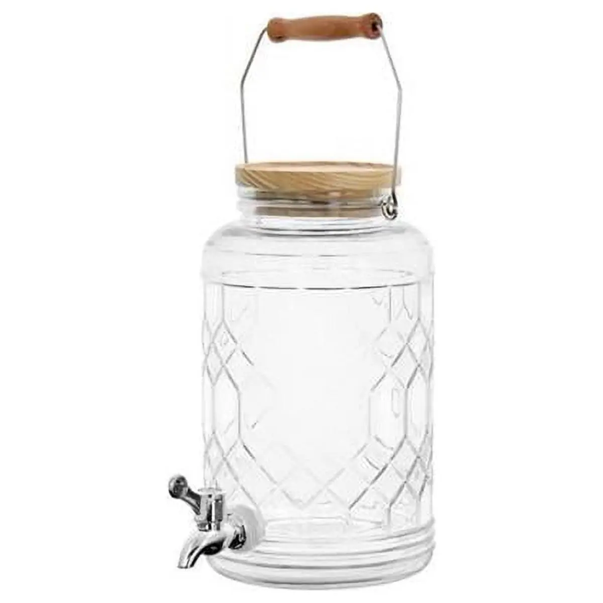 Gibson Round Shape Glass Beverage Dispenser Set - 0.95 Gal, 3.44 lbs Jug, Dispenses Cold Water, Kitchens Organized Drinkware