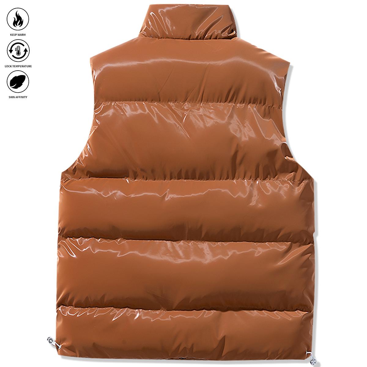 Men's Thick Warm Vest - Sleeveless Zip-Up Stand Collar Design - Black - Gym - Party - Everyday Winter Wear - Ideal Gift for Husband & Son - Cold-Resistant Durable Sports Jacket - Minimalist Style High-Quality Fabric - Casual & Versatile