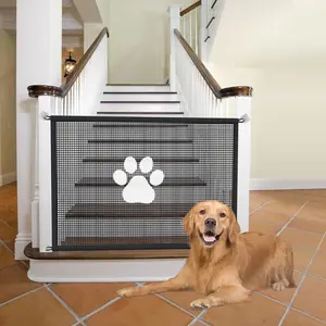 Mesh Pet Gate – 43" W x 31" H, 4 Hooks Included, for Stairs and Doorways, Reusable Installation