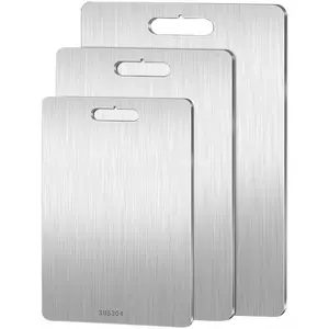 Stainless Steel Cutting Board Durability, Double Sided 304 Stainless Non StickChopping Cutting Board for Meat Fruit &Vegetable, Durable Chopping Board, Kitchenware,(Thin and Light Cutting Board) Lightweight Double-Sided Cutting Board