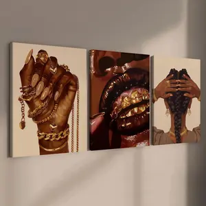 3-count wooden frame canvas, colorful texture trendy black element decorative poster, exquisite and fashionable female poster, perfect living room and bedroom decoration, modern family poster, corridor wall art, waterproof, art