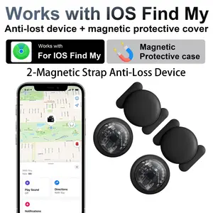 2-Pack iOS Exclusive Transparent Item Tracker, Finder Tag, Magnetic Protective Case Built-in, Works with Apple Find My. Replaceable Battery Universal Use for Bike Car Motorcycle Backpack Luggage GPS Locator