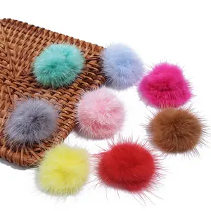 10pcs/lot 30mm Diy Pompon Mink Fur Balls Pompoms  for Ring Keychain Shoes Hats Fluffy Pom Pom Diy Crafts Accessories Material
