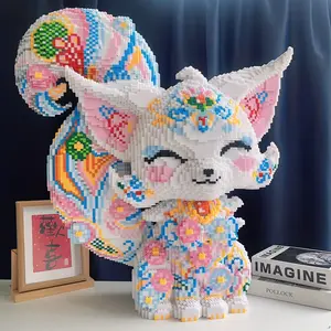 7-Color Nine-Tailed Fox 3D Puzzle Building Blocks Decoration, Home Office Bookshelf Decor, Party Living Room TV Stand Display