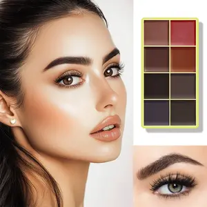 Eyebrow palette, 1 in 8 color long lasting eyebrow makeup palette, waterproof can stay all day long. Easy to apply and blend. The texture is as cream