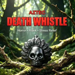 Handmade Ceramic Aztec Death Whistle - Authentic Terrifying Human Scream, Realistic Skull Design with Case, Collectible Historical Replica, Perfect for Spooky Gifts & funny Pranks