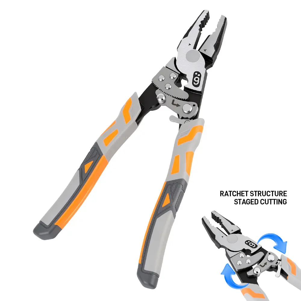 LOZLIN 55-Steel Self-Locking Anti-Skid Ratchet Pliers, Heavy-Duty Wire Cutters & Holding Tool, Hands-Free Grip DIY Hardware for Automotive, Plumbing Projects, Durable Pliers & Pincers