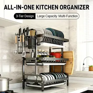 Modern Kitchen Counter Organizer, 3 Tier Storage Rack for a Cleaner and More Organized Kitchen multifunctional