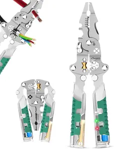 8 In 1 Wire Stripping Pliers with Voltage Tester, Foldable Multi-Function Wire Stripping Pliers, Pinzas Para Electricista, Wire Stripper Twister for Wire Stripping Crimping