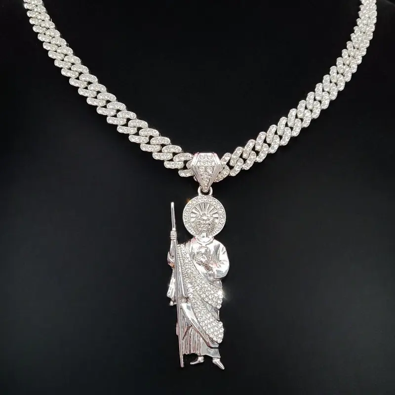 Saint Judas Shaped Pendant Necklace, Fashion Jewelry for Party, Daily Clothing Decor, Trendy All-match & for Birthday Gift, Link Chain Jewelry