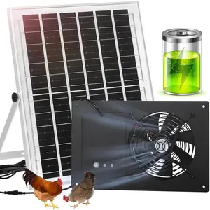 Solar Exhaust Fan with  and 3H/6H Timer, High Speed IP65  Solar  Ventilation Fan for Chicken Coop, Greenhouse,  House and Shed, Low Noise (16.4FT Cord, 1 Pack)