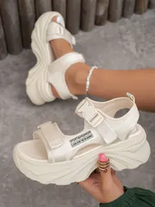 Summer New Wave Thick Sole Sports Sandals, Women's Velcro Anti-Slip Breathable Outdoor Casual Shoes, Comfortable Beach Footwear