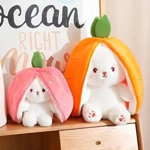 Cute Strawberry Rabbit Plush Toy Doll, 25cm Soft Adorable Stuffed Animal, Perfect Birthday Party Gift for Girls, Creative Fruit Bunny Decoration
