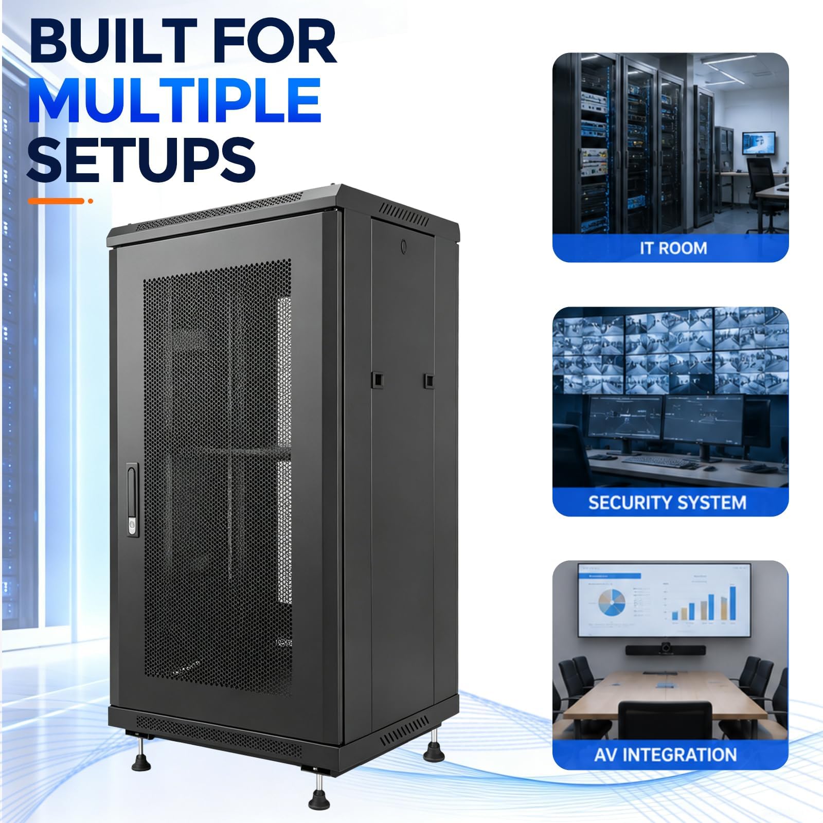 18U Server Rack Cabinet 19 Inch Enclosed Network Rack with Wheels  Server Rack Cabinet with Adjustable Rails, Lockable Mesh Door, Cable Management, Shelf and 992 Lbs Capacity