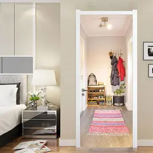 3D Door Sticker, 1 Set Self Adhesive Removable Waterproof Door Wallpaper, Decorative Sticker for Home, Office Door, Cabinet